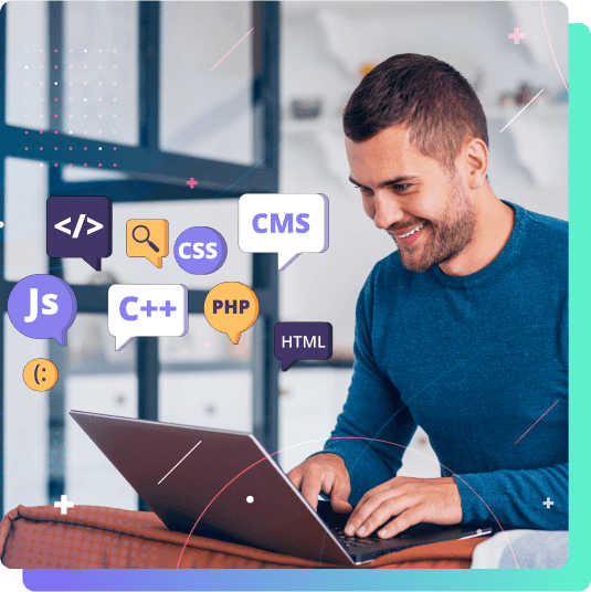 Developer working with programming languages